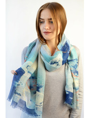 Шарф K-17-021-WJ Синій+чорний Синій Чорний