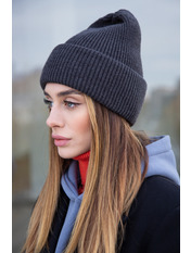В'язана  шапка SHP-VV-93057 Темно-сірий Сірий