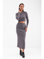 Трикотажний костюм KT-231014 Сірий one size