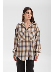 Сорочка в клітинку  RA-929056 M/L Бежевий + синій Бежевий Бежевий + синій M/L