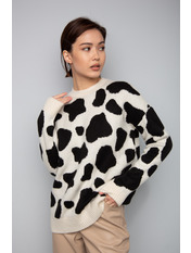 Светр KOF-19666 one size Чорно білий Білий Чорний