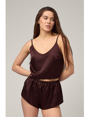 Сатинова піжама  PGM-119 Шоколадний Коричневий M/L Шоколадний  M/L