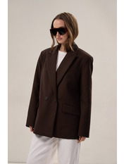 Жакет вільний  з костюмної тканини  PG-402 Коричневий XS Коричневий XS