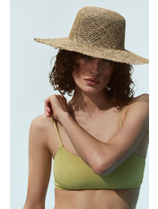 Широкополий капелюх SHL-2224F Жовтий Солом'яний