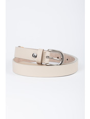 Шкіряний ремінь із сріблястою застібкою REM-25020 Молочний