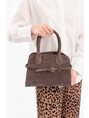 Сумка жіноча з натуральної замші SYM-20186 Темний бізон Коричневий