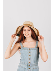 Широкополий капелюх SHL-1904 яя_Пісочний+капучиновий яя_54-56 Бежевий