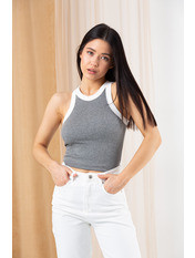 Топ трикотажний FUT-330007 Сірий Білий Сіро-білий S