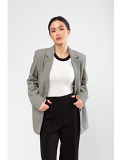 Жакет вільний з костюмної тканини PG-2431 Чорний Чорна лапка one size