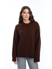 Светр з вирізом KOF-8533 one size Коричневий Коричневий one size