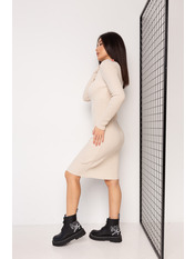 Сукня міді трикотажна приталена з довгими рукавами PLA-6366 Молочний one size