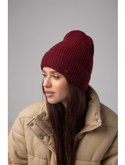 Вовняна шапка SHP-47514 Бордовий Бургунді