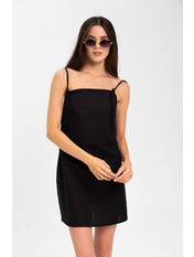 Сукня з льону приталена без рукавів PLA-D05678912 Чорний XS/S