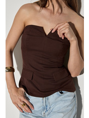 Топ з костюмної тканини приталеного крою FUT-140 S Коричневий Коричневий S