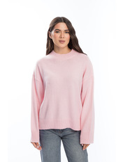 Светр з вирізом KOF-8533 one size Світло-рожевий Рожевий Світло-рожевий one size