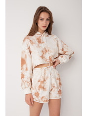 Худі укорочене з принтом KOF-570 Бежевий XS