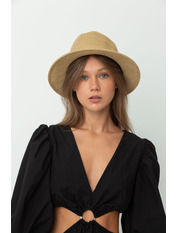 Капелюх федора SHL-2228F Бежево-чорний Коричневий