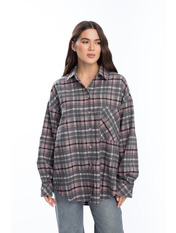 Сорочка в клітинку  RA-283 XS/S Рожево-сірий Сірий Рожево-сірий XS/S