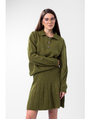 Трикотажний костюм зі спідницею KT-8537 Оливковий Зелений one size Оливковий one size