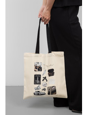 Шопер тканинний SHO-589 Бежевий+чорний Бежевий