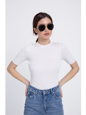 Футболка з рукавами з круглим декольте без візерунків і принтів FUT-214527 Білий one size Білий,