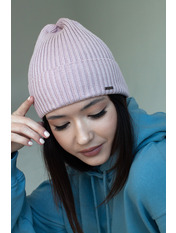 Бавовняна шапка SHP-1757 Коричневий Світло-пудровий