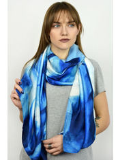 Шовковий палантин Кателіна Синій+чорний Синій яя_180*70