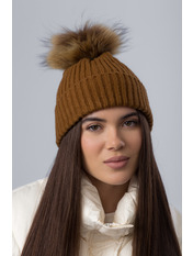 В'язана  шапка SHP-25010 Коричневий Кемл