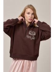 Світшот з вишивкою SW-252 XS/S Коричневий Коричневий XS/S