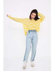 Лонгслів в смужку  KOF-214227 Жовтий one size