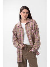 Сорочка в клітинку  RA-283 M/L Бежевий Бежевий + рожева клітинка Бежевий + рожева клітинка M/L