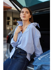 Сорочка з віскози в смужку RA-20252 Білий Синій Біло-синій one size