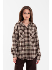 Сорочка в клітинку  RA-929054 XS/S Сірий + коричнева клітинка Сірий Сірий + коричнева клітинка XS/S