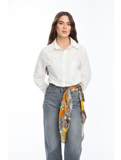 Хустка атласна APL-254396 Коричневий Коричневий+жовтий