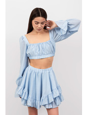 Літній костюм зі спідницею KT-171 one size Блакитний Блакитний one size