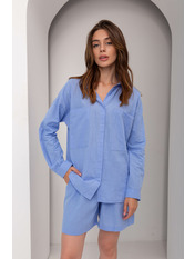 Лляний костюм KT-0413 Темно-блакитний Синій L