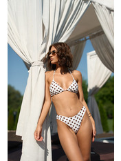 Роздільний купальник на зав'язках KU-1044 L Молочний + коричневий Молочний Молочний + коричневий L