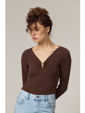 Лонгслів LNG-251051 L Коричневий Коричневий L