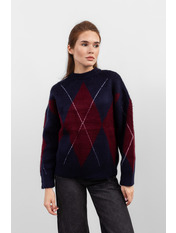 Светр прямий KOF-2411261 Синій one size Синьо-бордовий Синьо-бордовий one size