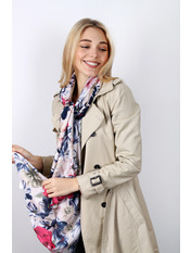 Шарф PV-1904 Рожевий Хризантема рожевий