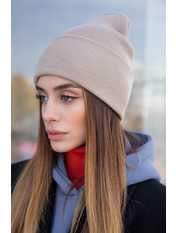 Бавовняна шапка SHP-48542 Крем-брюле Коричневий