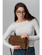 Сумка жіноча з натуральної замші SYM-30243 Коричневий
