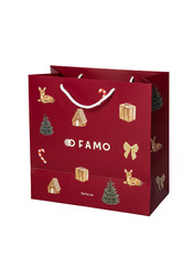 Пакет новорічний бордовий Фамо M (30х30х15)