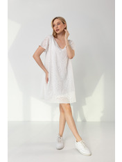 Сукня міні бавовняна з короткими рукавами PLA-739 Білий L