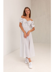 Сукня максі з софту з короткими рукавами PLA-0525 Білий XS