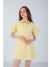 Сукня міні трикотажна з короткими рукавами PLA-575 Жовтий XS