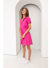 Сукня міні з бавовни з короткими рукавами PLA-12263 Рожевий M