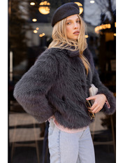 Шуба з еко-хутра SH-251001 Антрацит S Антрацит Сірий S