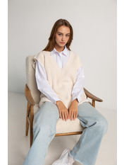 Жилетка в'язана однотонна  J-3733 Молочний one size