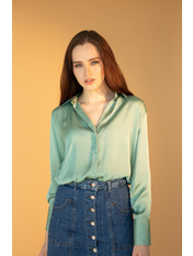 Сорочка з бавовни без кишень однотонна RA-304608 Оливковий Зелений S